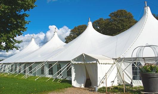 portable toilets arranged for a event, providing quick and easy access for attendees in Camden